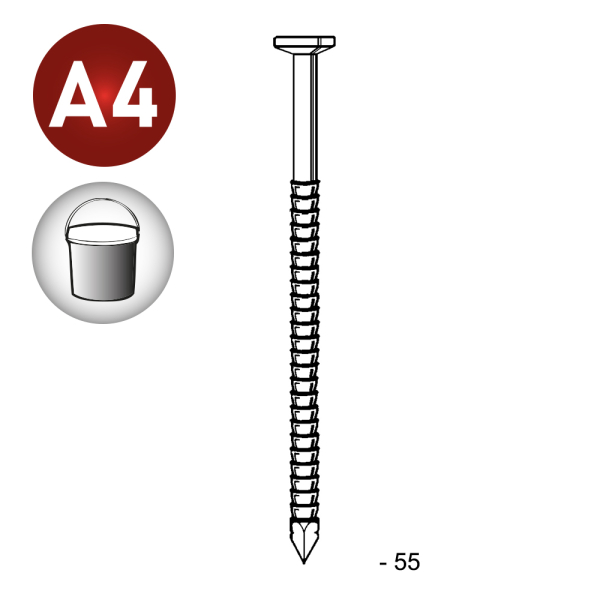 Seau 5kg-TP 2,8/3,1x55ann.inox